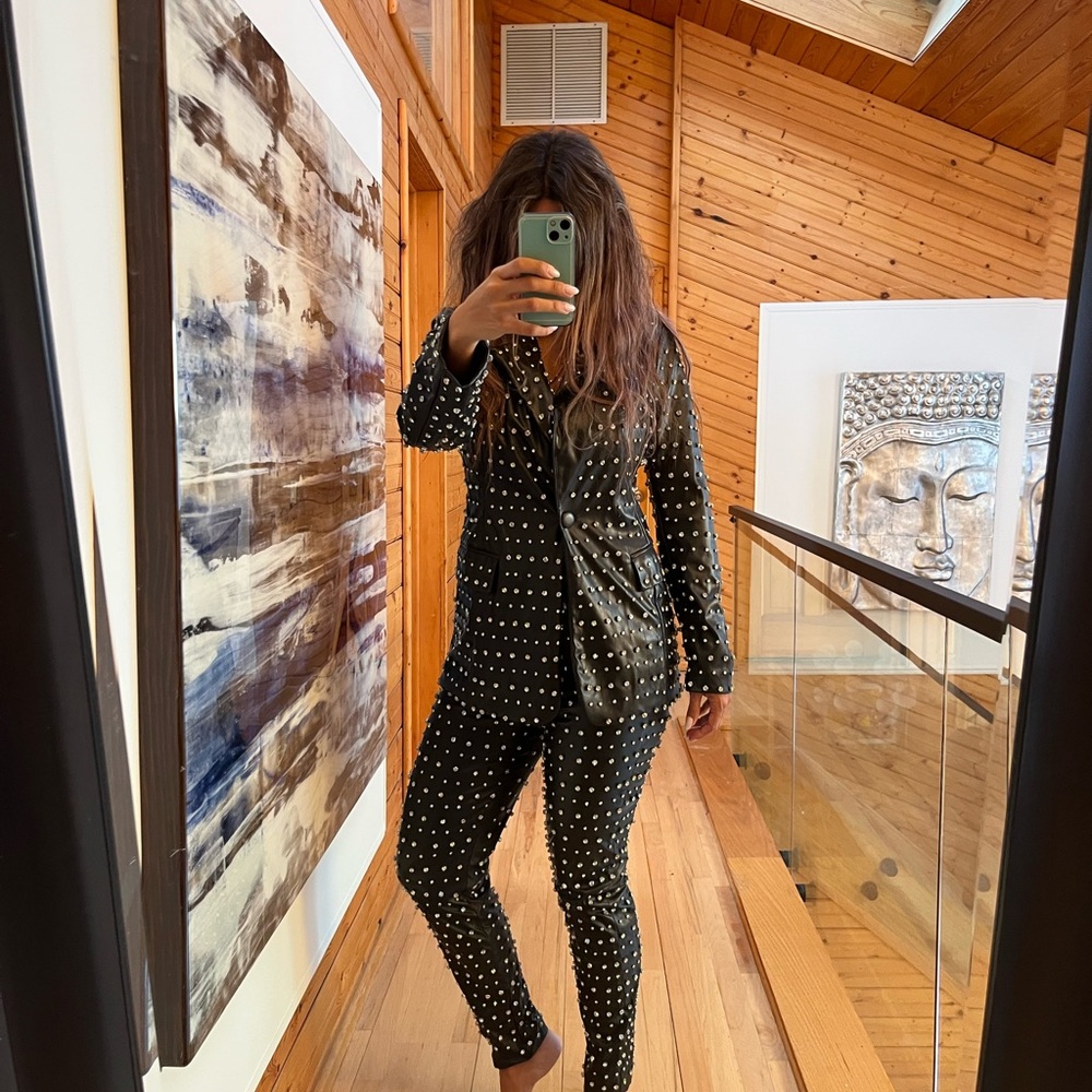 Fashion Nova Holiday Black Leather suit